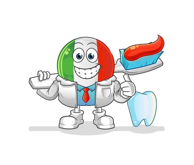 Vector ilustración de dentista de bandera de italia. vector de caracteres