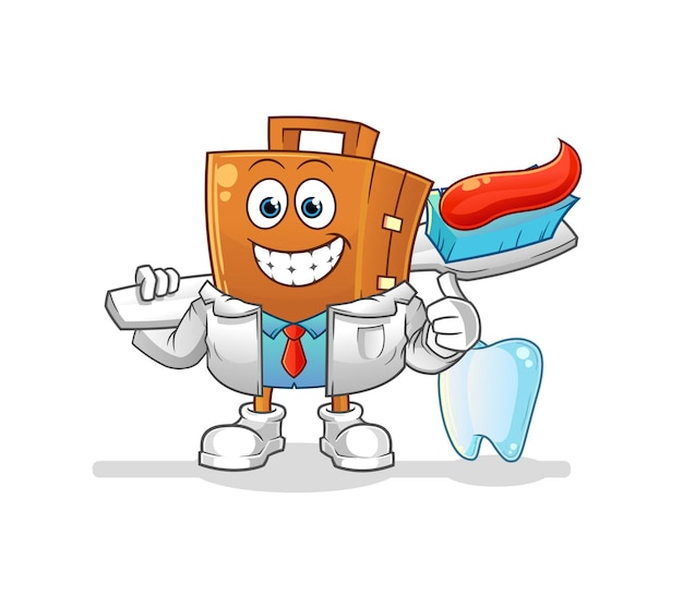 Ilustración de dentista de caja de cartón. vector de personaje