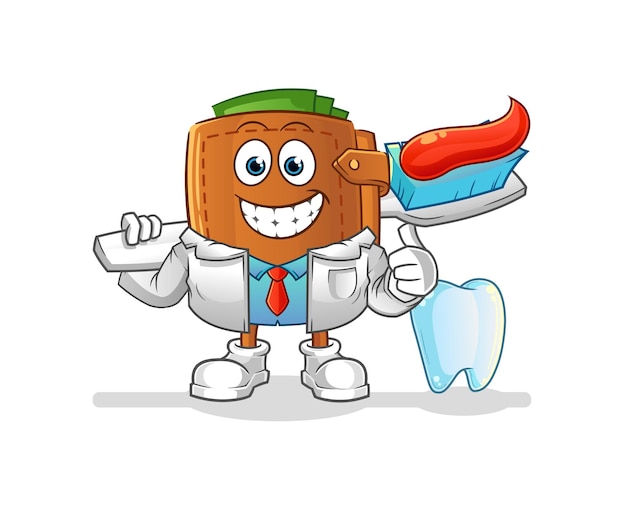 Ilustración de dentista de cartera. vector de personaje