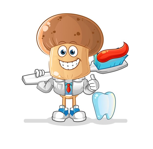 ilustración de dentista de dibujos animados de cabeza de hongo. vector de caracteres