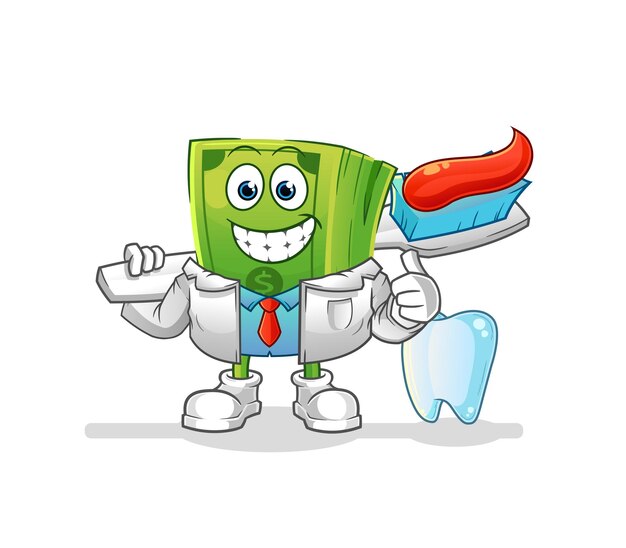 Ilustración de dentista de dinero. vector de caracteres