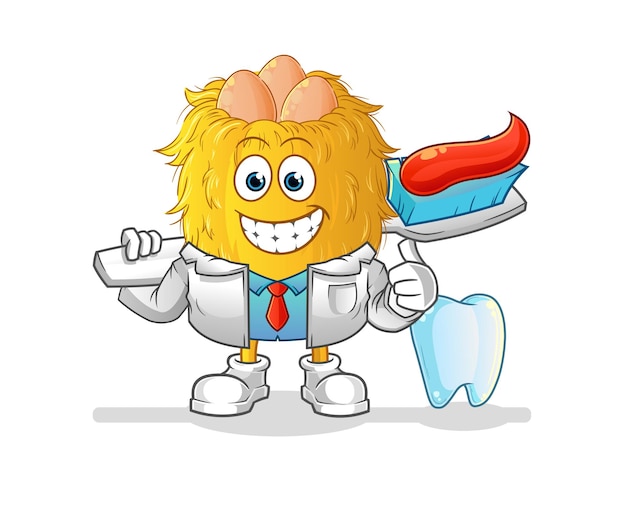 ilustración de dentista de nido de pájaro. vector de caracteres