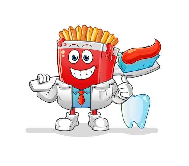 Ilustración de dentista de papas fritas. vector de personaje