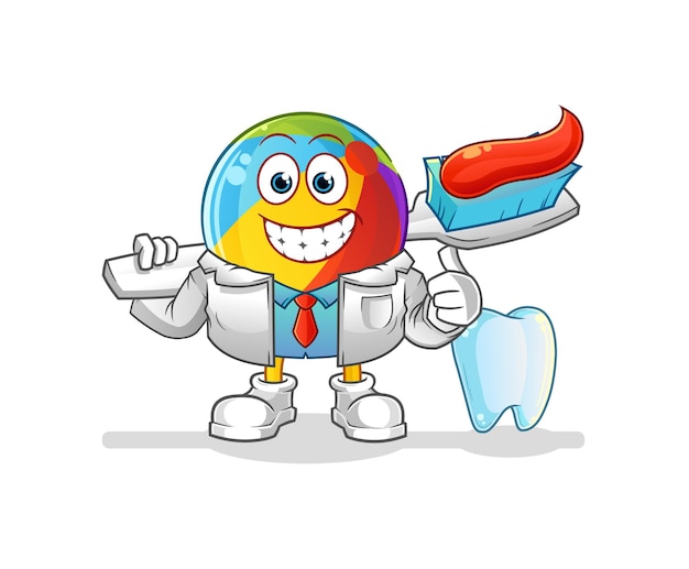 Ilustración de dentista de pelota de playa. vector de personaje