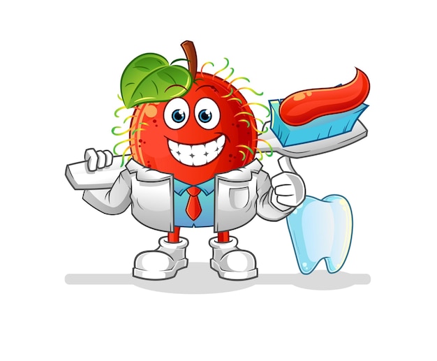 Ilustración de dentista de rambután. vector de personaje