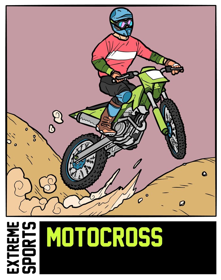 Ilustración de deportes extremos de motocross con fondo