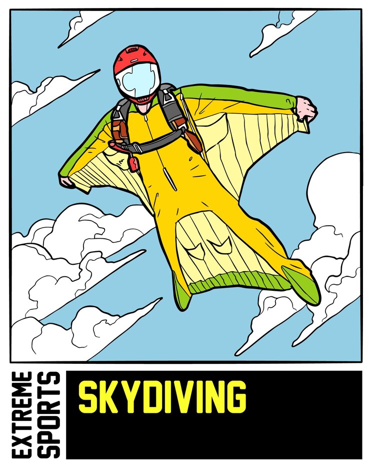 Ilustración de deportes extremos de paracaidismo con fondo