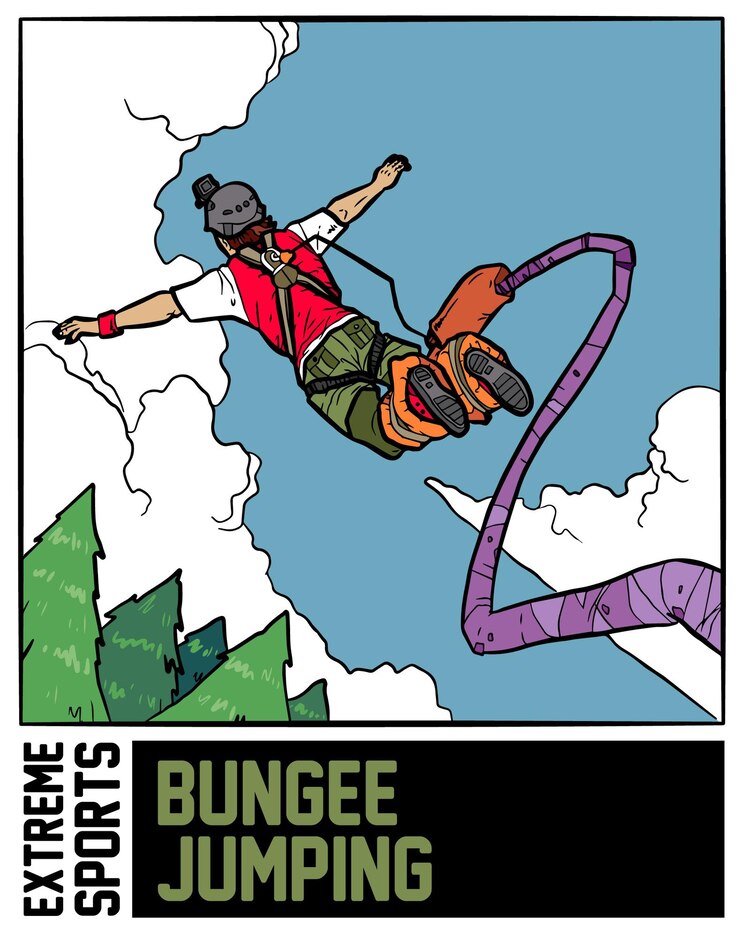 Ilustración de deportes extremos de puenting con fondo