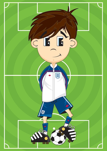 Vector ilustración de deportes de jugador de fútbol de fútbol inglés de dibujos animados lindo