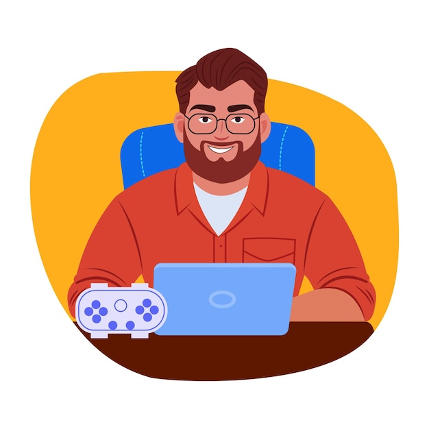 Ilustración del desarrollador del juego en un estilo plano