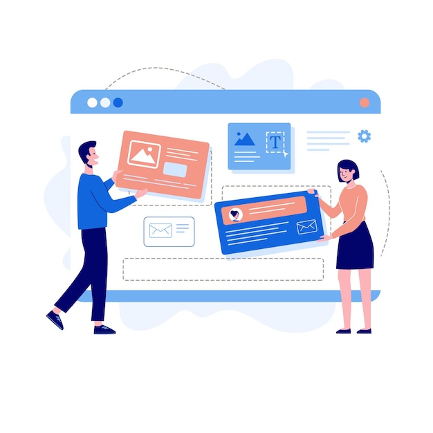 ilustración con desarrollo de sitios web