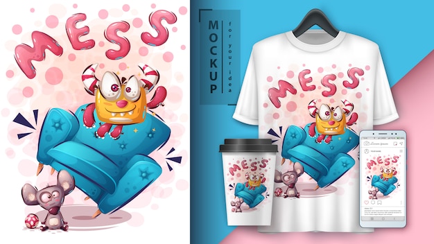 Vector ilustración de desastre feliz para camiseta y merchandising