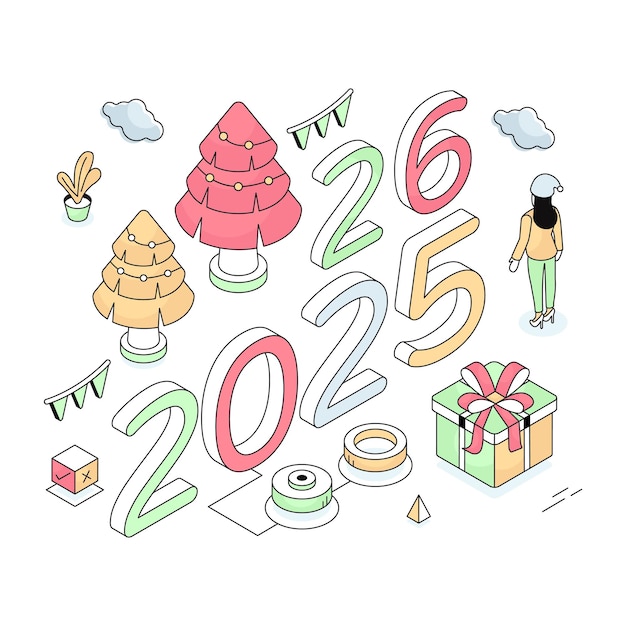 Ilustración de descarga premium de la cuenta atrás para el año nuevo