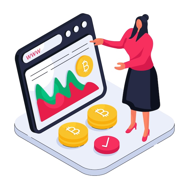 Ilustración de descarga premium del gráfico de bitcoin