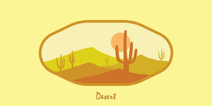 Vector ilustración del desierto con un diseño minimalista