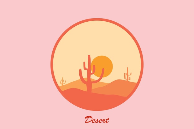 Vector ilustración del desierto con un diseño minimalista