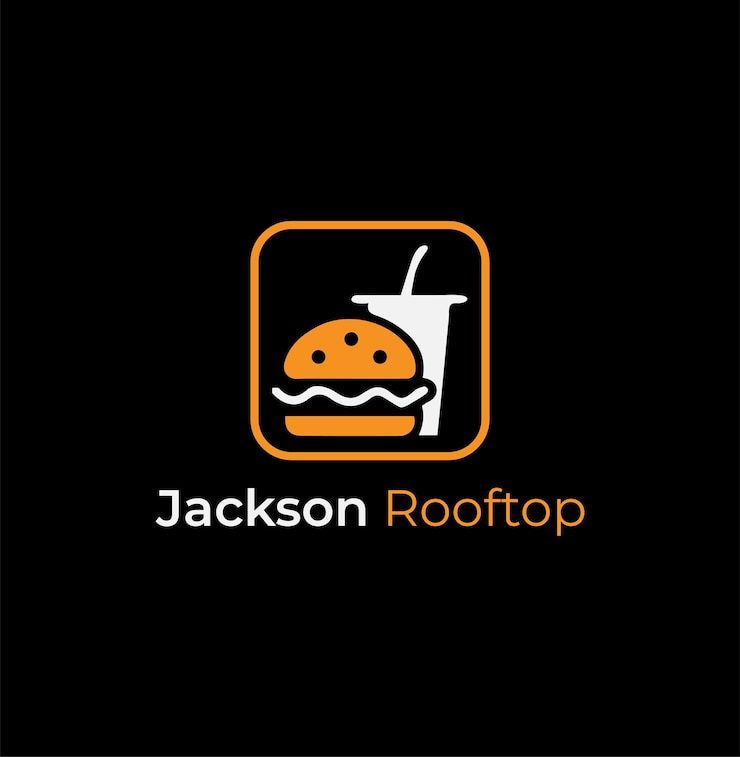 Vector ilustración de la designación del logotipo de burger aislado sobre un fondo negro