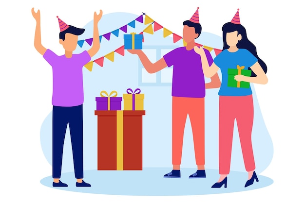 Ilustración de la designación del piso de la fiesta de cumpleaños