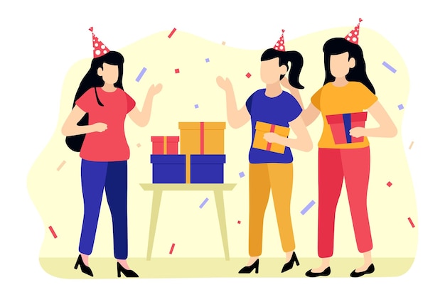 Ilustración de la designación del piso de la fiesta de cumpleaños