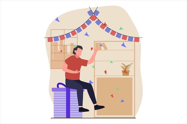 Ilustración de la designación del piso de la fiesta de cumpleaños