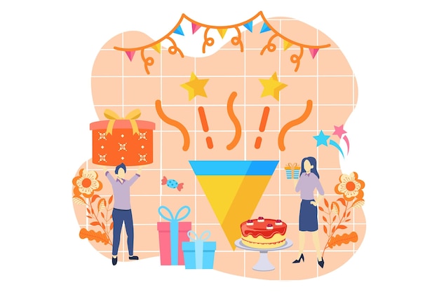Ilustración de la designación del piso de la fiesta de cumpleaños
