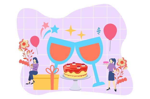 Ilustración de la designación del piso de la fiesta de cumpleaños