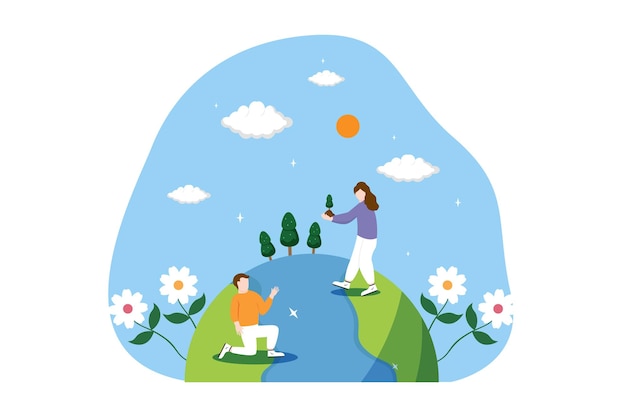 Ilustración de la designación plana del Día de la Tierra