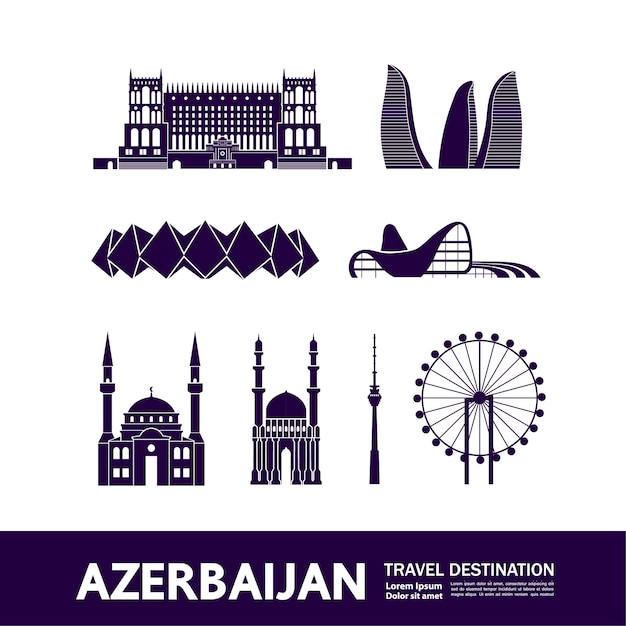 Ilustración de destino de viaje de azerbaiyán.