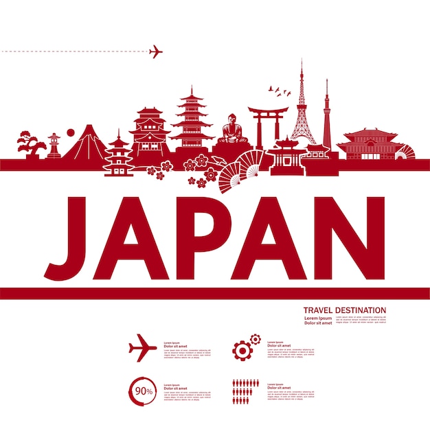 Ilustración de destino de viaje de Japón