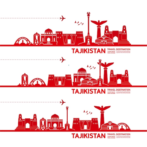 Ilustración de destino de viaje de tayikistán.