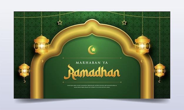 Ilustración detallada de la bandera de ramadán