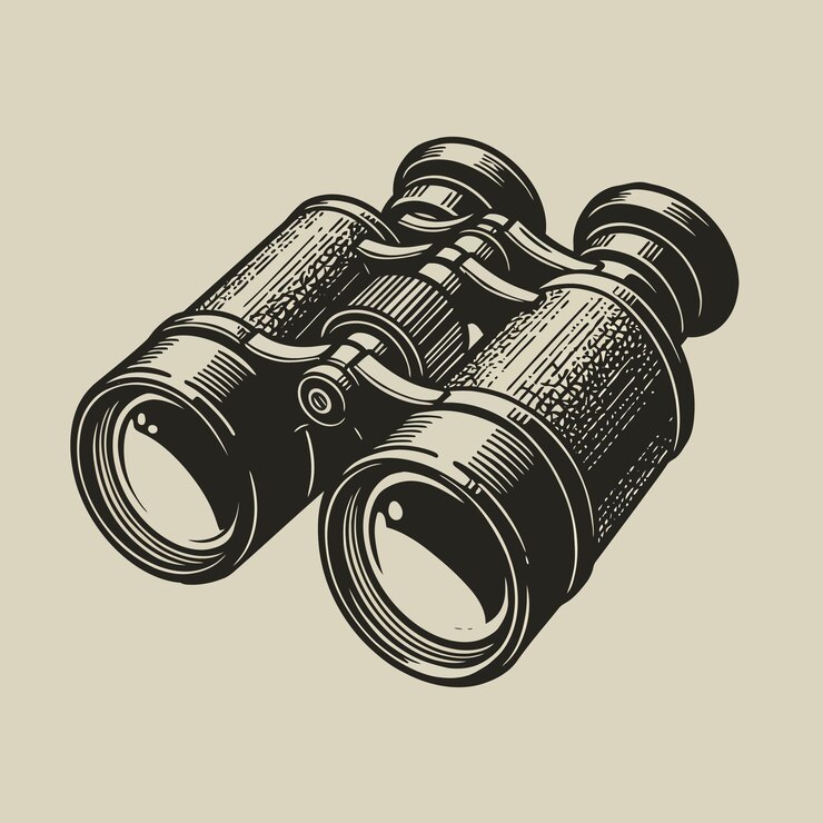 Ilustración detallada de un binocular de época