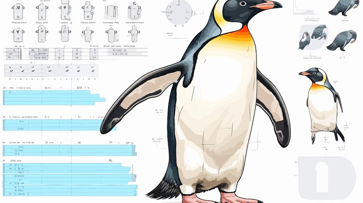 Vector ilustración detallada del diagrama anatómico del pingüino