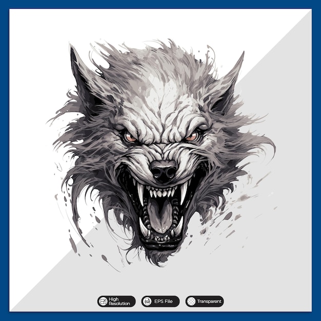 Vector una ilustración detallada del lobo malvado enojado