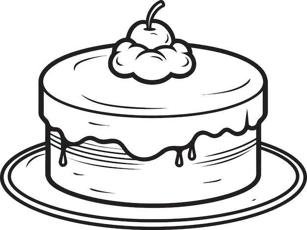 Ilustración detallada del pastel en el vector negro