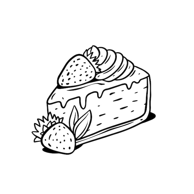 Ilustración detallada de una rebanada de pastel de queso de fresa ideal para panaderos y amantes de los postres