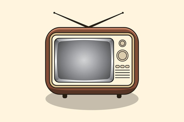 Ilustración detallada de un televisor antiguo de color marrón