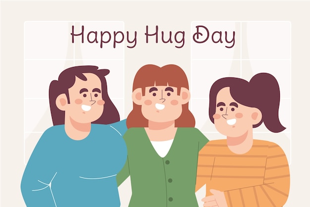 Ilustración del día del abrazo plano
