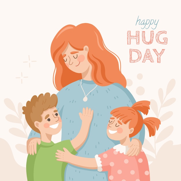 Vector ilustración del día del abrazo plano