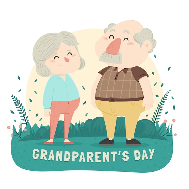 Ilustración del día de los abuelos dibujados a mano