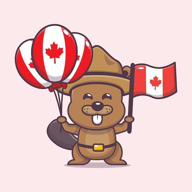 Ilustración del día de canadá con lindo castor