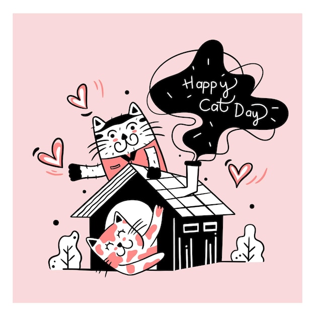 Ilustración del día del gato feliz