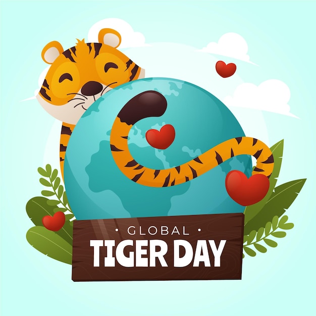 Vector ilustración del día global del tigre degradado