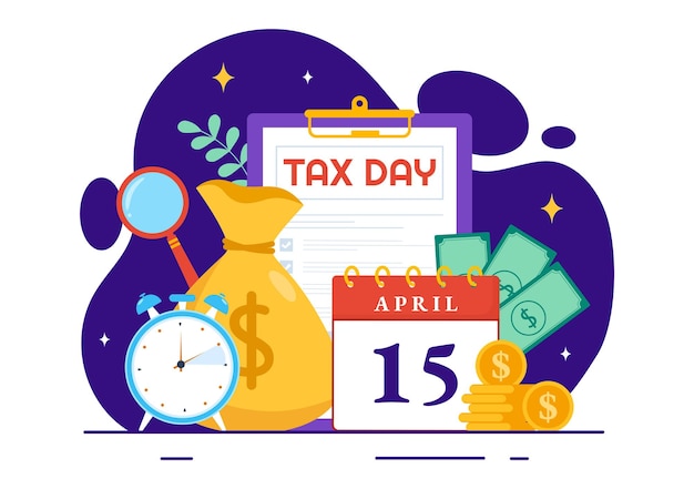 Ilustración del día del impuesto 15 de abril