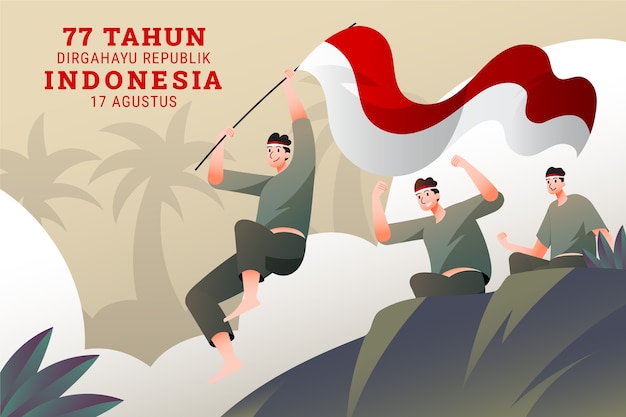 Ilustración del día de la independencia de indonesia degradado