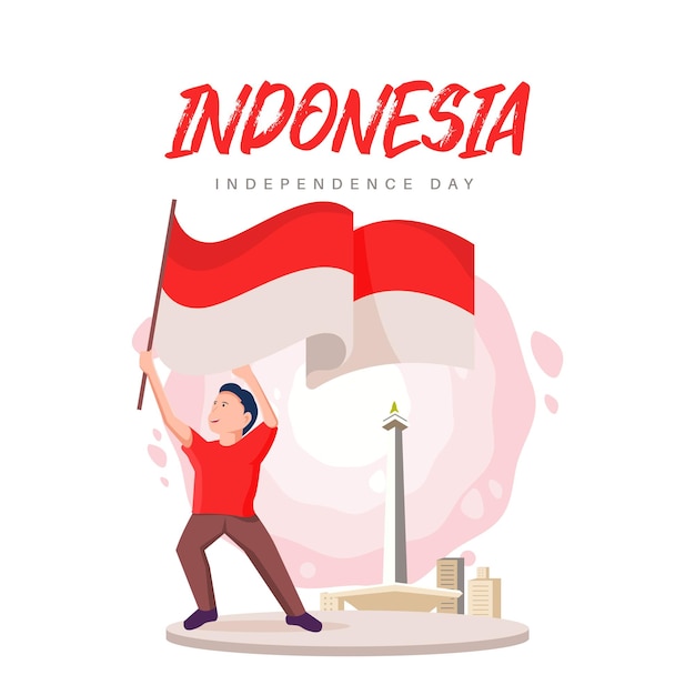 Vector ilustración del día de la independencia de indonesia