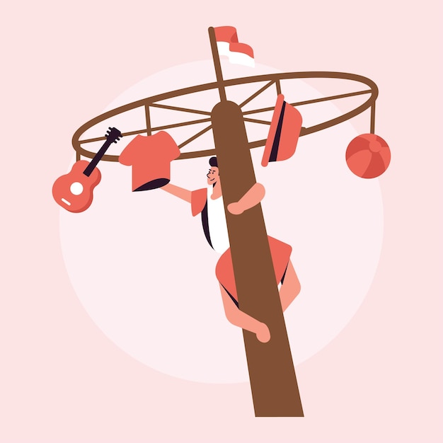 Ilustración del día independiente del vector plano de Indonesia