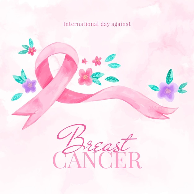 Vector ilustración del día internacional de la acuarela contra el cáncer de mama