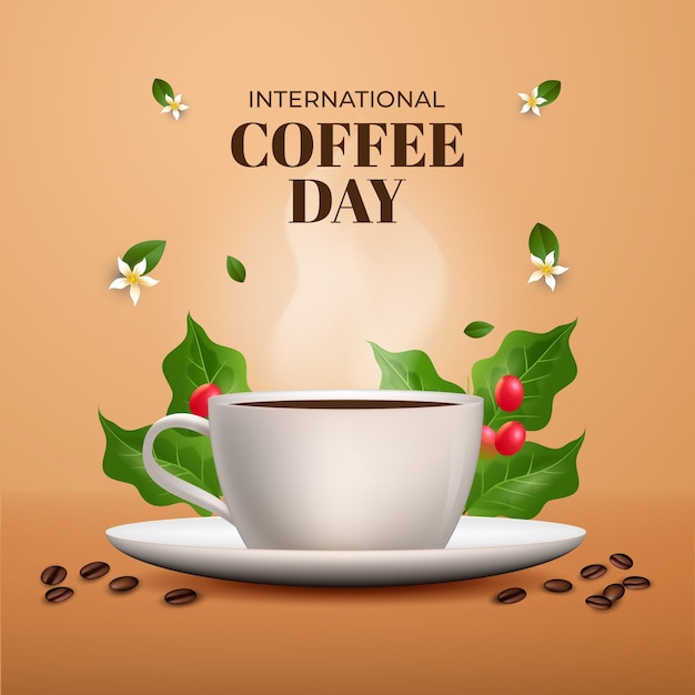 Ilustración del día internacional del café en gradiente