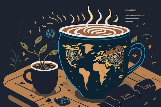 Vector ilustración del día internacional del café